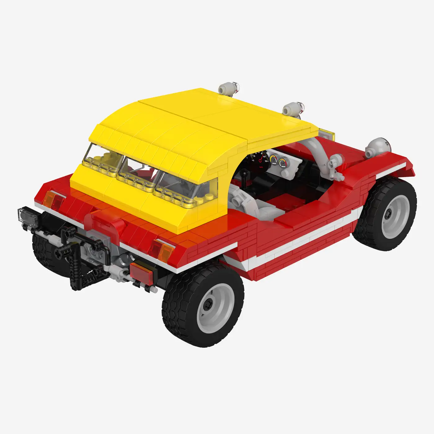 Red buggy with yellow roof